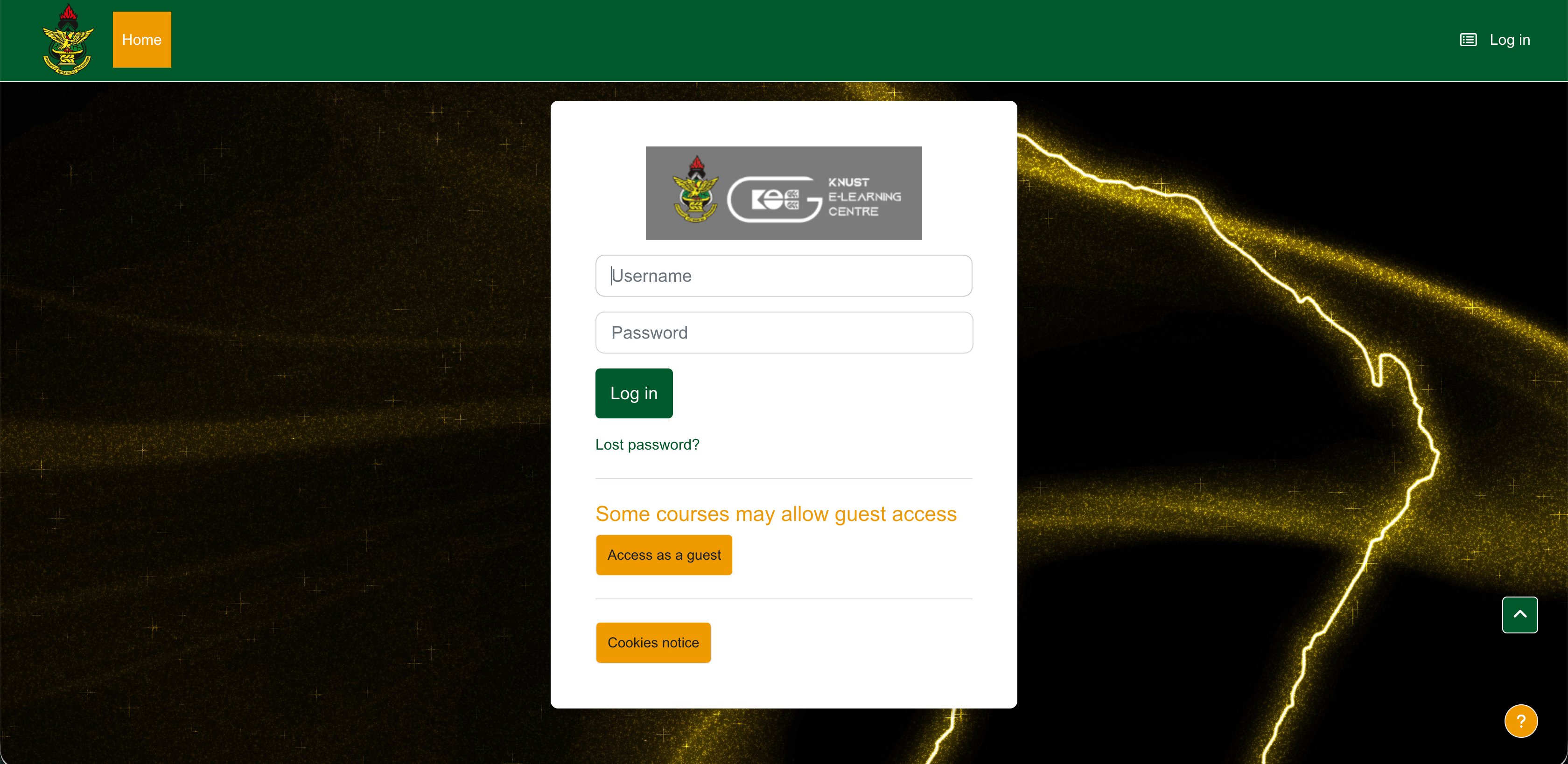 Login screen